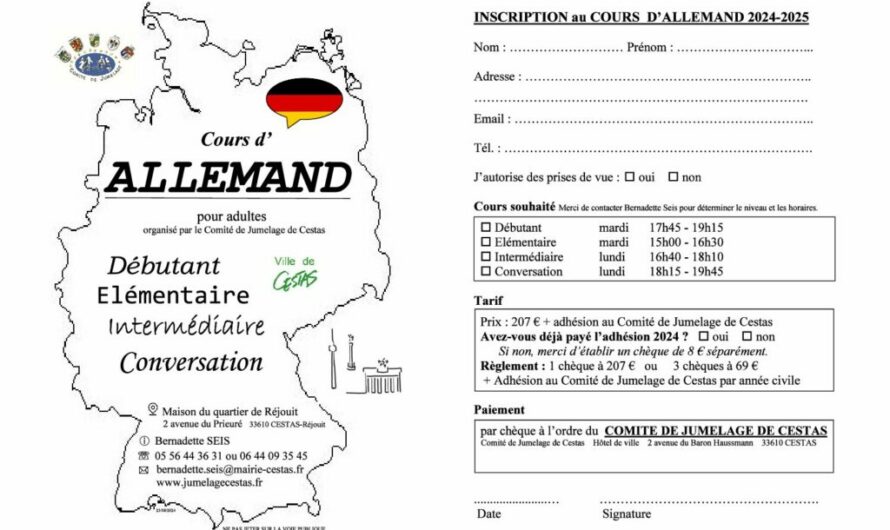 Cours d’allemand pour adultes 2024-2025